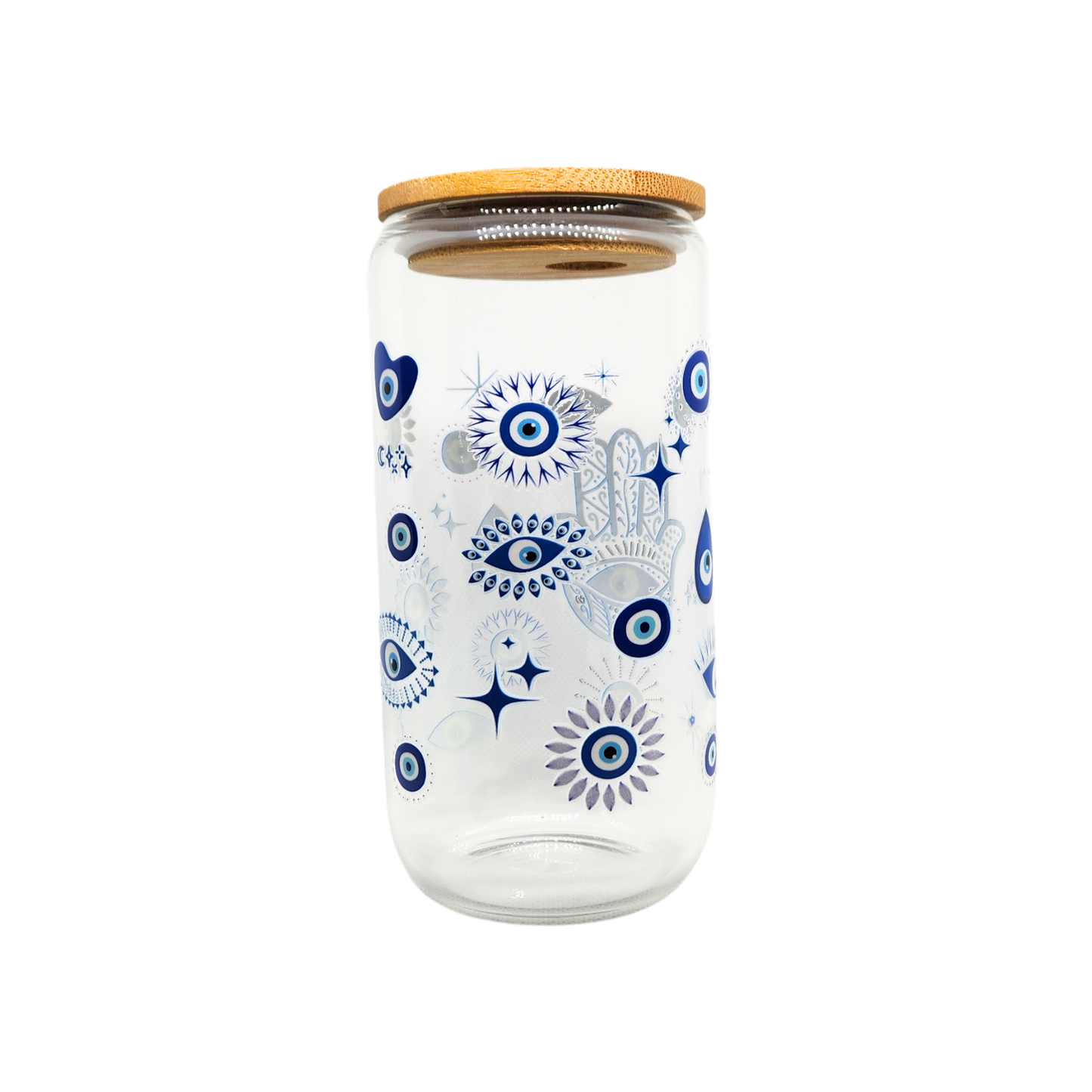 Mystical and Enchanting Glass Tumbler - Hand and Evil Eye