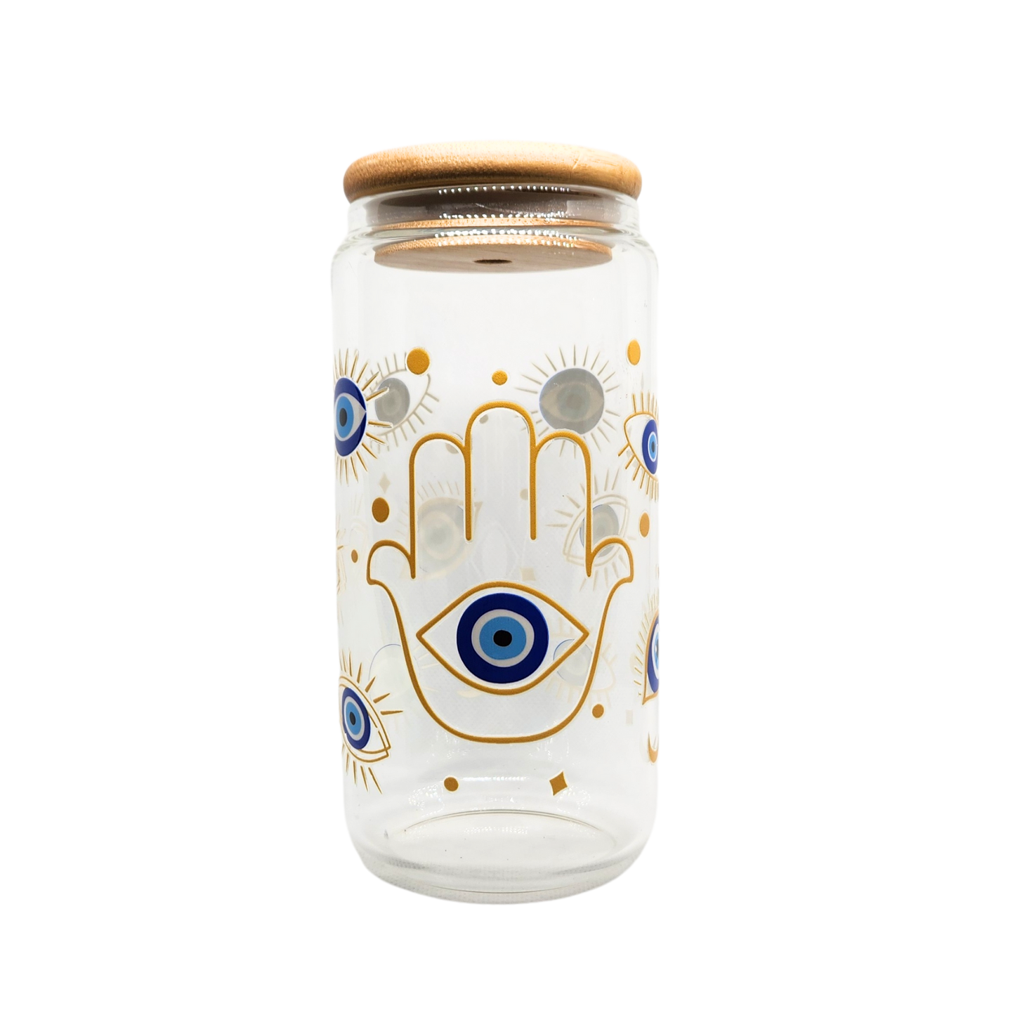 Mystical and Enchanting Glass Tumbler - Hand and Evil Eye