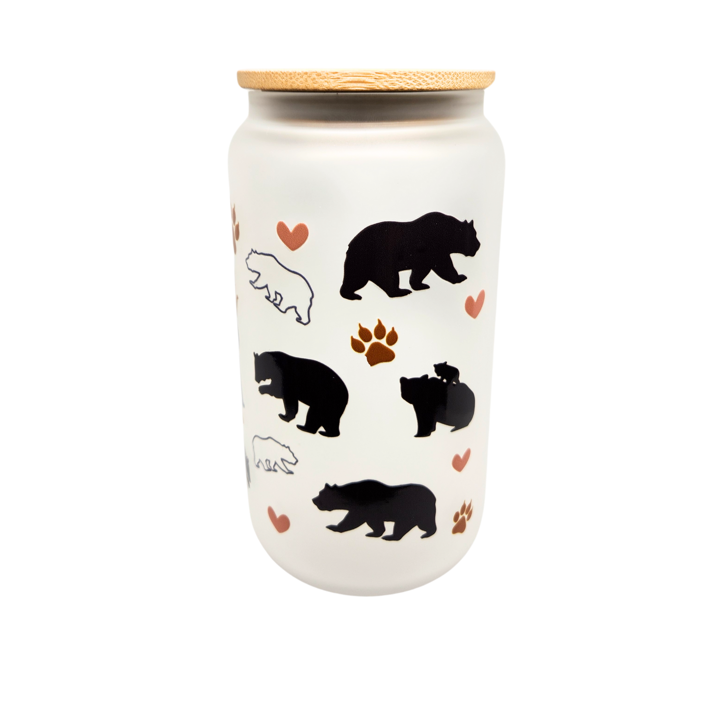 Unique Mama Bear Glass Tumbler with Straw – Perfect Gift for Moms