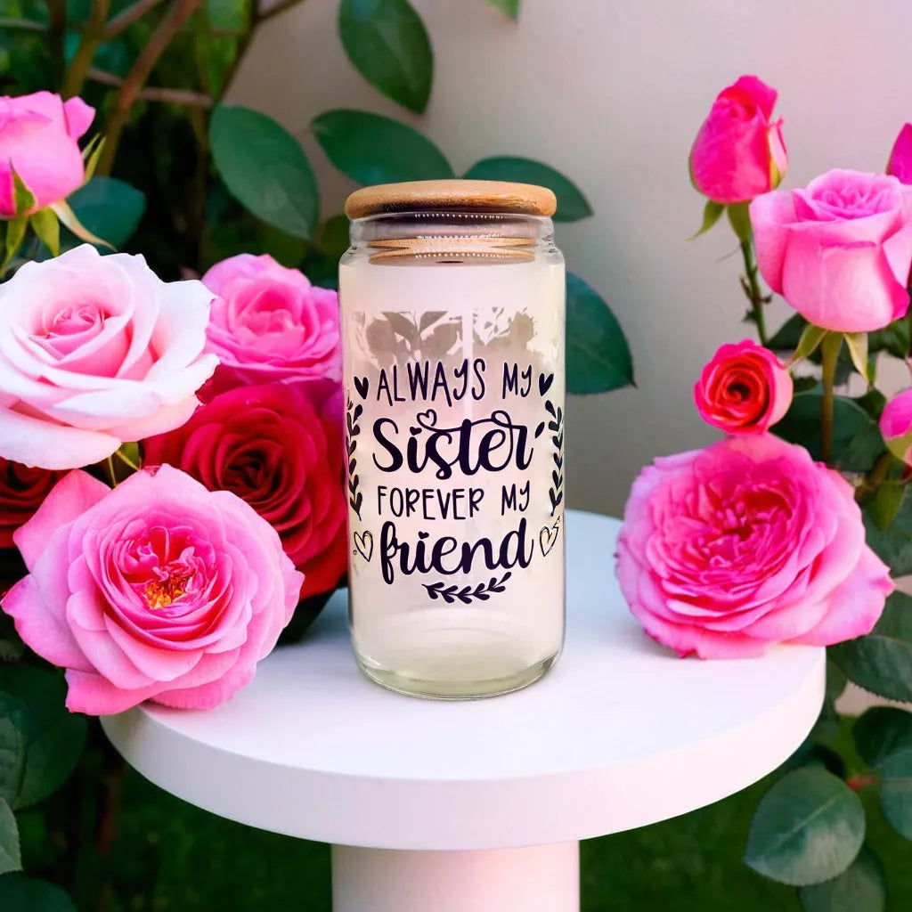 Unique and Heartwarming Glass Tumbler for Sisters